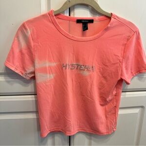 Forever 21 Coral Pink 'HYSTERIA' Crystal Graphic Tee